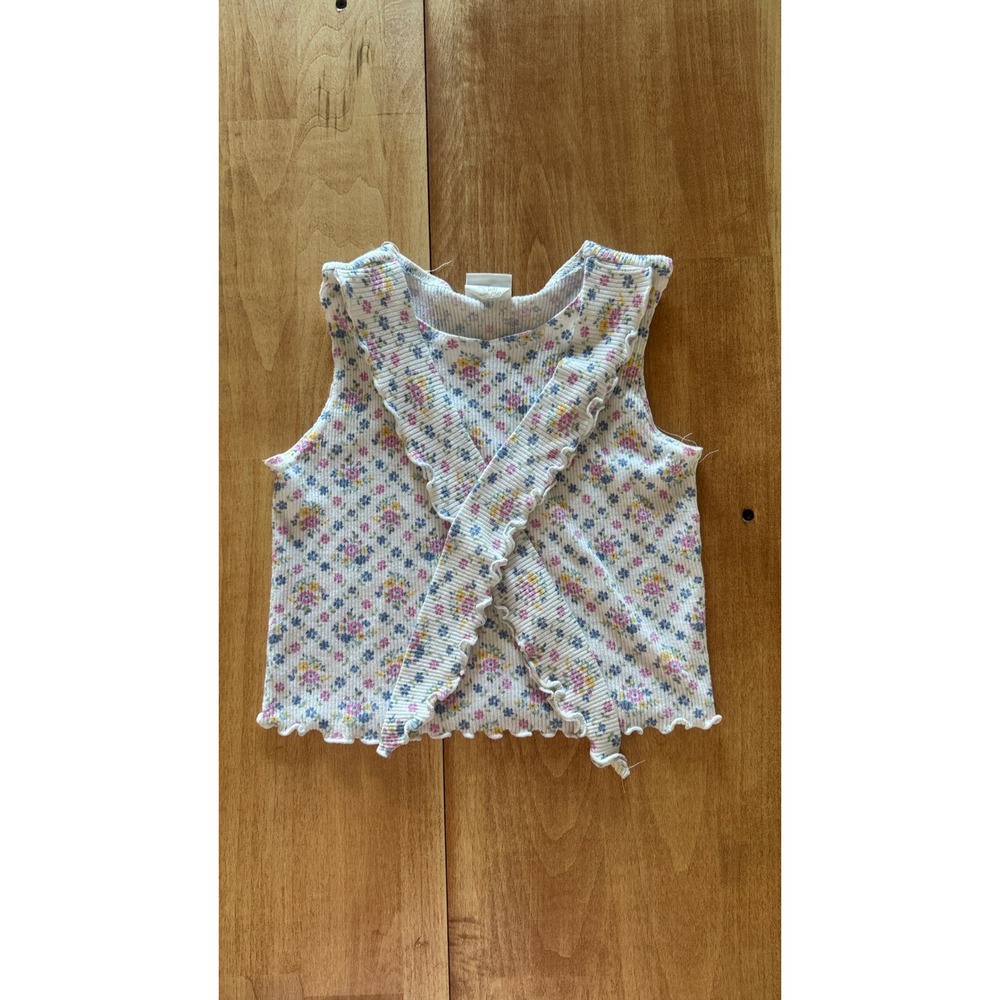 Sostanza Vintage 90s Girls Floral Ruffle Tank Top‎ Size L 10/12 Made in USA